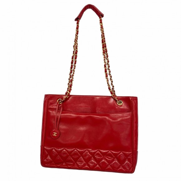 CHANEL Red Lambskin Leather Shoulder Bag - Picture 1 of 14